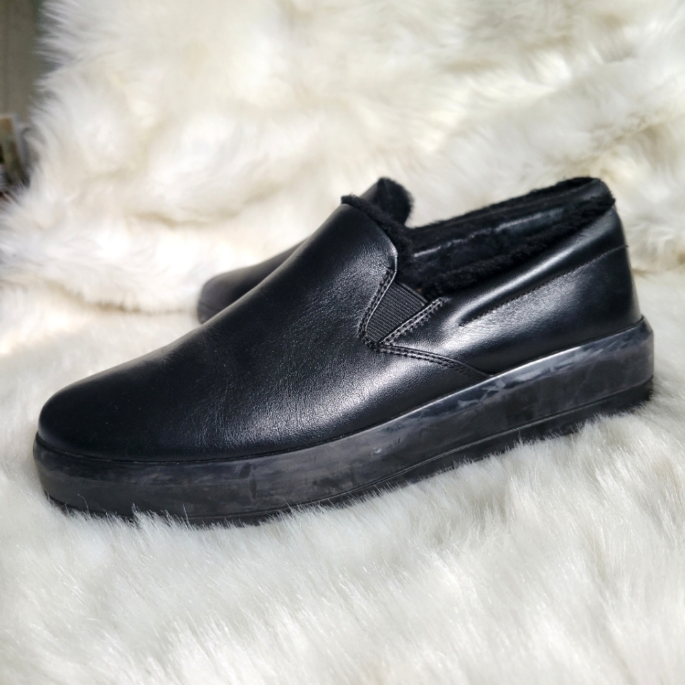 Prada fur lined slip ons